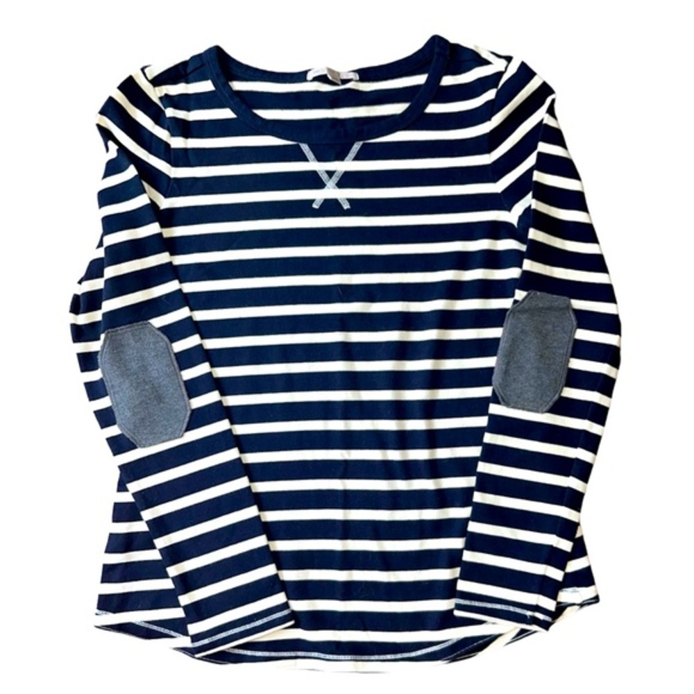 Gap Striped Pullover Long Sleeve Shirt Elbow Patches Size Small
